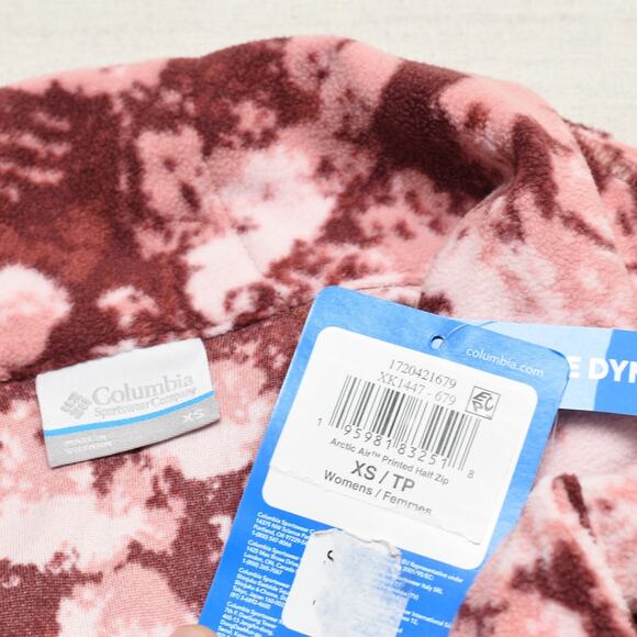 NEW Columbia Women's Pullover Polyester Red Size XS Arctic Air Printed Half - Picture 7 of 8